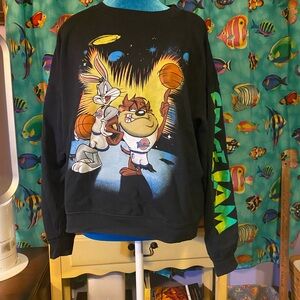 Warner Bros. Black Sweater with Cartoon Graphics